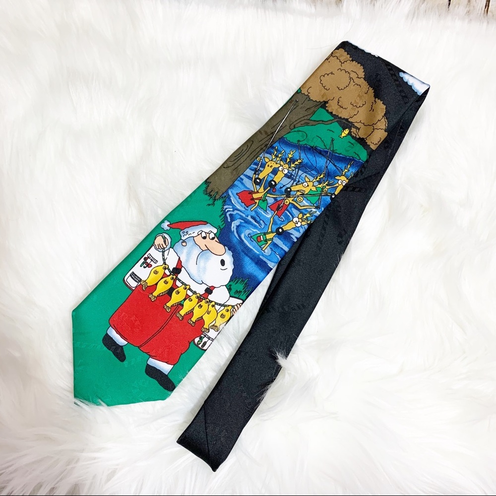Yule Tie Greetings Santa Gone Fishing Neck Tie - Picture 4 of 5